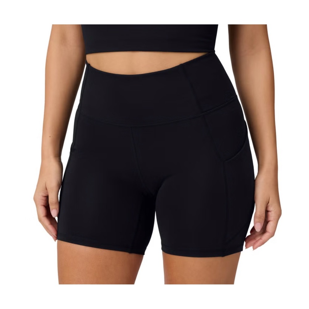 Fabletics Oasis PureLuxe High Waisted 6" Inseam Biker Shorts w/ Pockets Black XL - Picture 2 of 5